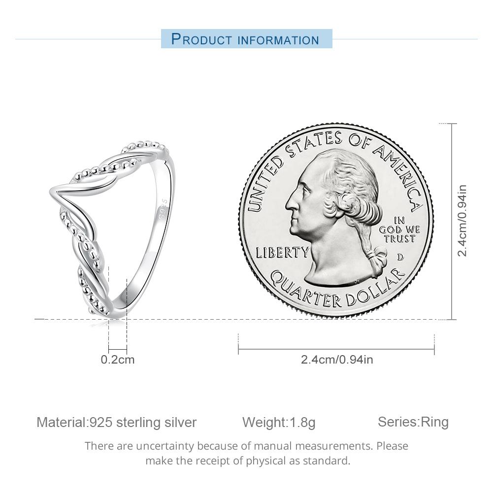 BAMOER madingas V formos žiedas moterims 925 sterlingų sidabrinis paprastas geometrinis madingas žiedas mergaitei, vestuvinė dovana, puikūs papuošalai