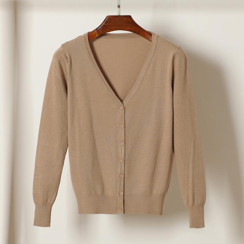 Spring Autumn Loose Outside Sweaters Cardigan Sweater Women's Short Long-sleeved Thin Coat