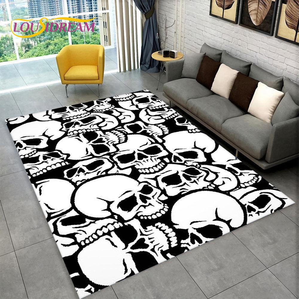 Dywan z motywem czaszki gotycki czarownicy, dywanik do salonu, sypialni, sofy, pokoju zabaw, wycieraczka, dekoracja, antypoślizgowa mata podłogowa