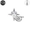 Herzförmiger Katzen-Ohrknochen-Stecker Piercing Schmuck mit lila Zirkon G23 Titan - Designer-Stil, Modisch, Schlicht.