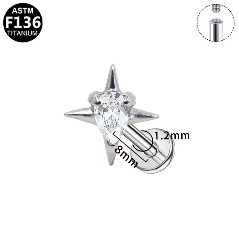 Herzförmiger Katzen-Ohrknochen-Stecker Piercing Schmuck mit lila Zirkon G23 Titan - Designer-Stil, Modisch, Schlicht.