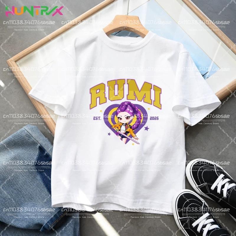 Ropa KPop Cazadores de Demonios Niños 2025 Caliente Anime Algodón Camiseta Harajuku Niñas Camisa Casual Regalo Moda Película Camisetas para Niños Pequeños