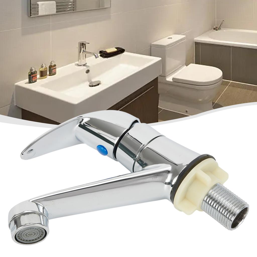 Single Cold Water Faucet Bathroom Sink Faucets Silver Bathroom Taps Single Handle Deck Mounted Basin Taps Hardware Accessorie