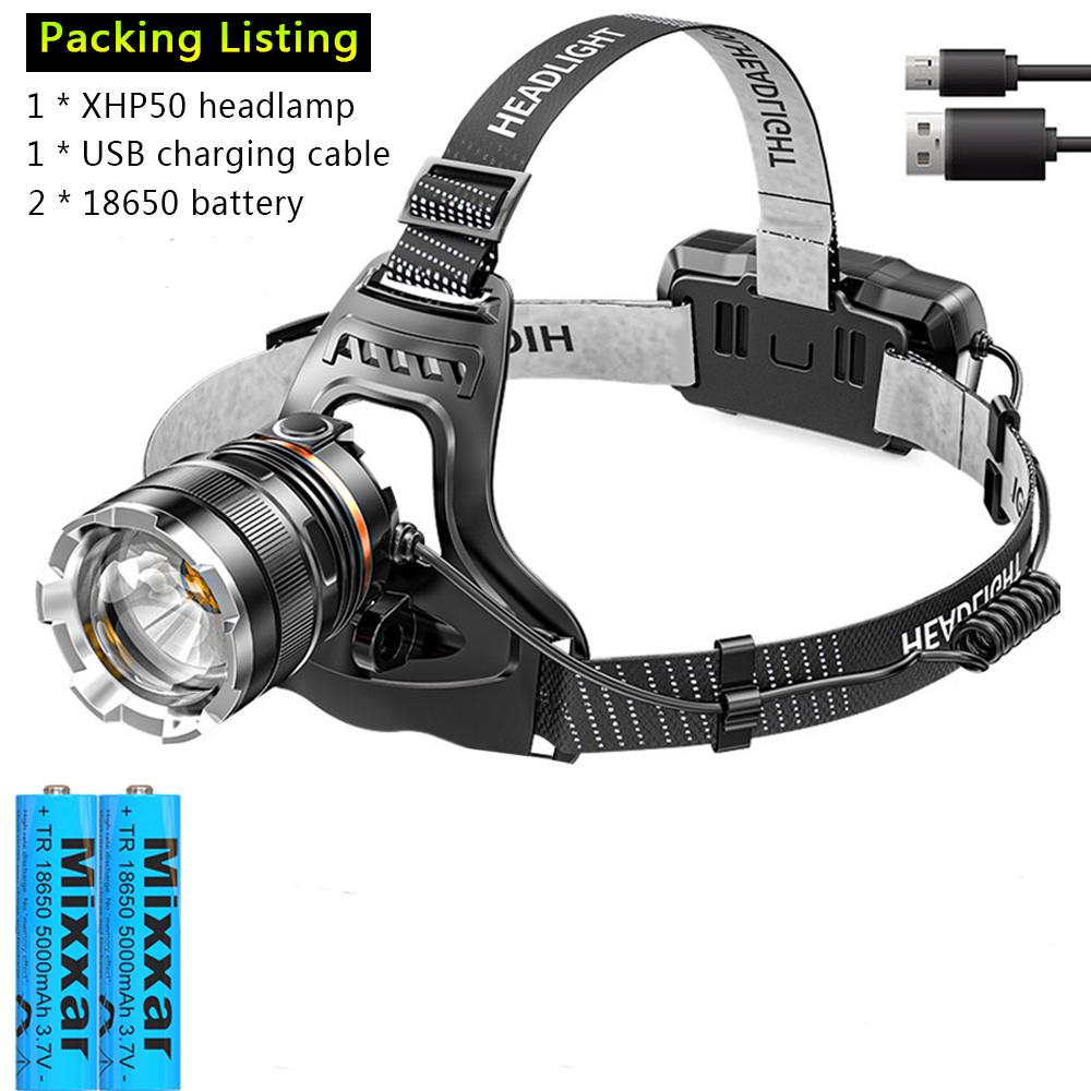 zk20 10000LM XHP50 High Powerful Headlamp Flashlight Head Torch LED Zoom Sensor Headlight 18650 Rechargeable Fishing Lantern