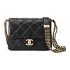 Litchi Cow Leather Flap Bag, Envelope Bag, Shoulder Bag, Crossbody Bag Small Women's Black AS4637-B14998-94305