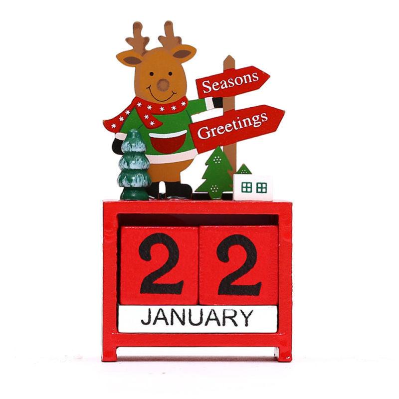 Christmas Mini Wooden Countdown Calendar Ornament Adjustable Date Children Holiday Gifts For Desktop