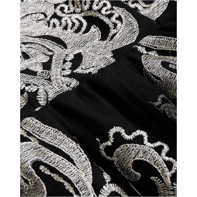 European Style New Elegant Summer Dress Women Clothing Fashion Dress Retro Net Yarn Embroidered Women Dress