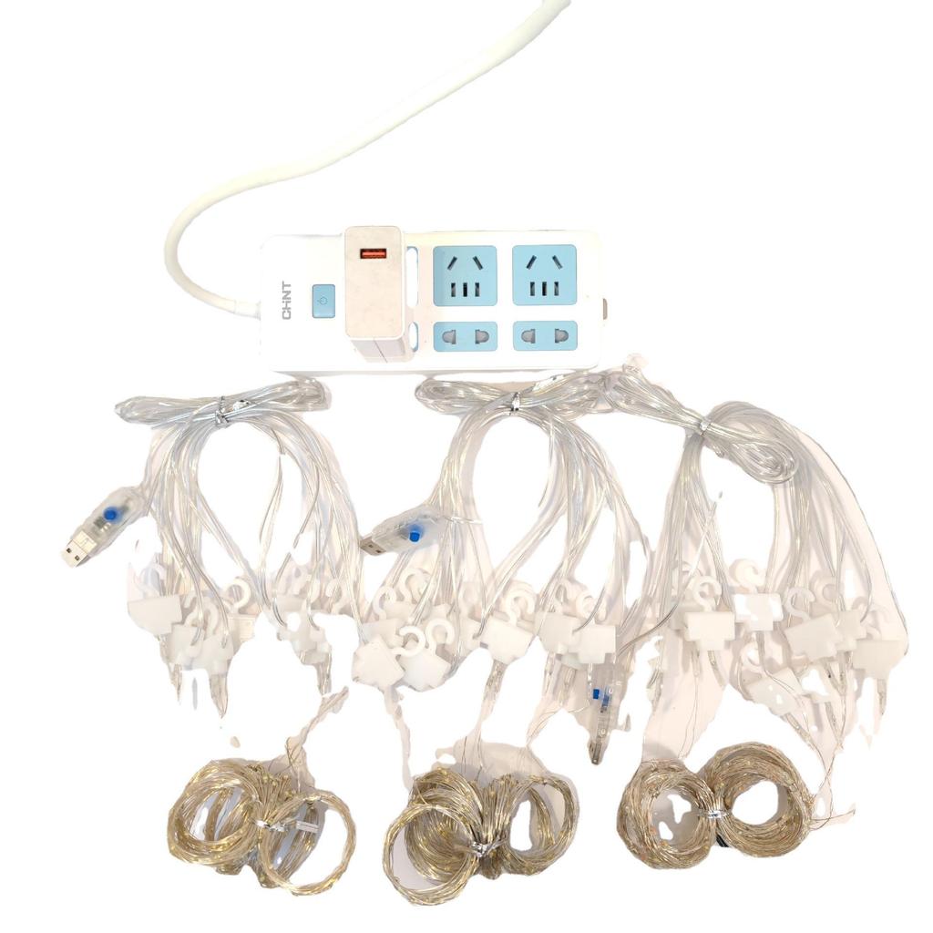 LED Copper Wire Curtain String Lights with USB & Remote, 3x3m, for Christmas, Wedding, Bedroom Decor