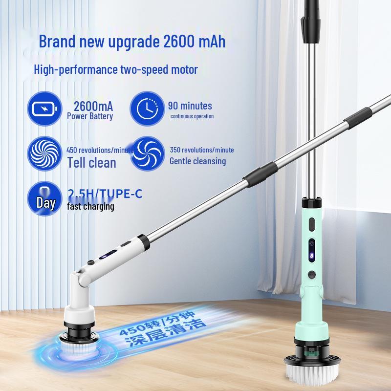 Foldable Wireless Electric Cleaning Brush - Handheld, Long-Handle, Rotating for Kitchen & Bathroom Use