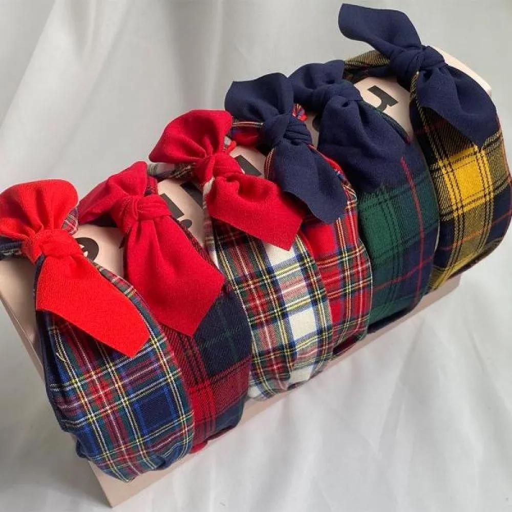Autumn Red Navy Color Check Ribbon Hairband Headband Navy Headband Women s Hairband Color Hairband 1 Red Navy