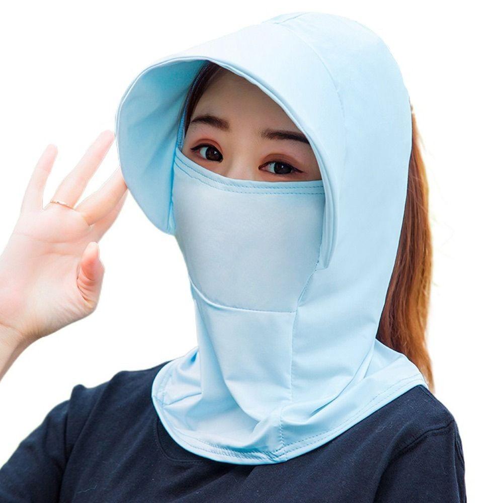 

Wide Brim Ice Silk Sun Hat Anti-UV Sunscreen Hat Fashion Sun Visor Cap for Women синий