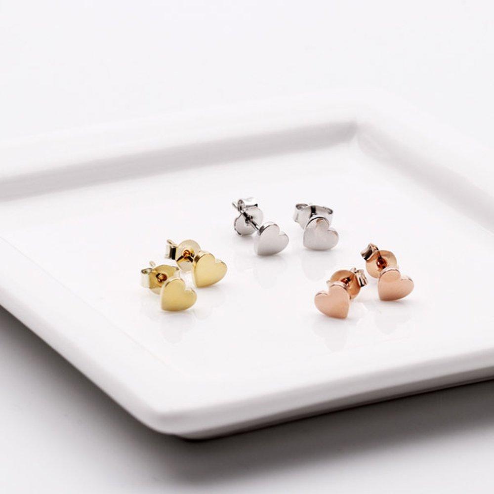 Simple Heart Mini Silver Needle Earrings_Silgol