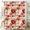 Bath Shower Curtain Flowers Waterproof White Red Pink Home Decor Indoor Bathroom Shower Room Decoration Wall Hanging
