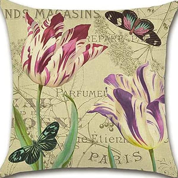 Retro Plant Floral Print Linen Pillow Case Home Living Room Sofa Car Cushion Pillow