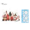 Transparent Christmas Ornaments Static Window Clings, Snowy Town House Snowflake Glass Decals, Reusable Clings Xmas Stickers, Holiday Decor