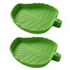 Molded Plant-Form Bowl Pair for Small Herps, Textured Plastic Dishes with Open Interiors for Food or Drinking Water