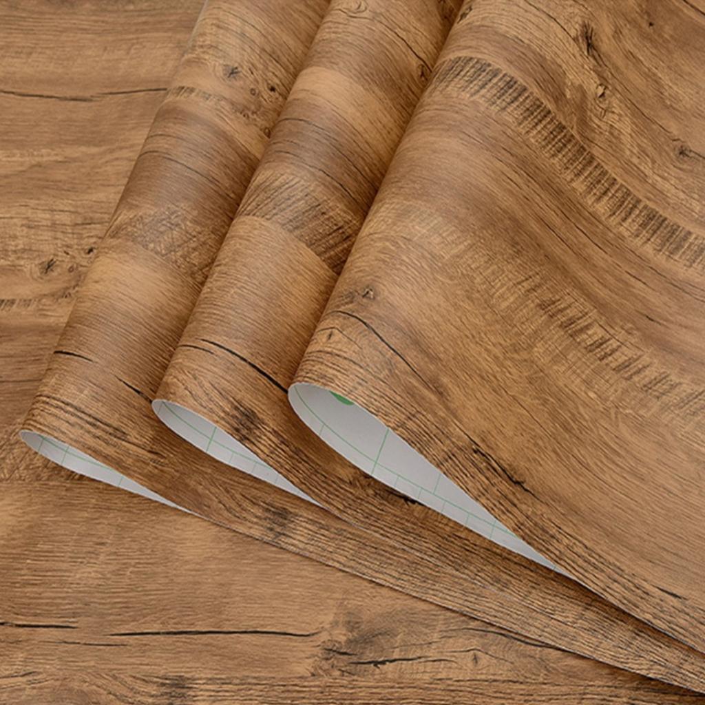 1 Rolle PVC Wasserdichte Selbstklebende Tapetenrolle Holzmaserung Vinyl Dekorfolie Aufkleber für Zuhause Möbel Schrank Wanddeko