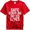 Travel Unisex O Neck Tshirt Vintage Safe Staffing Saves Lives Heart Stethoscope Ecg Basic For Unisex Tshirt Male Summer Teeshirt