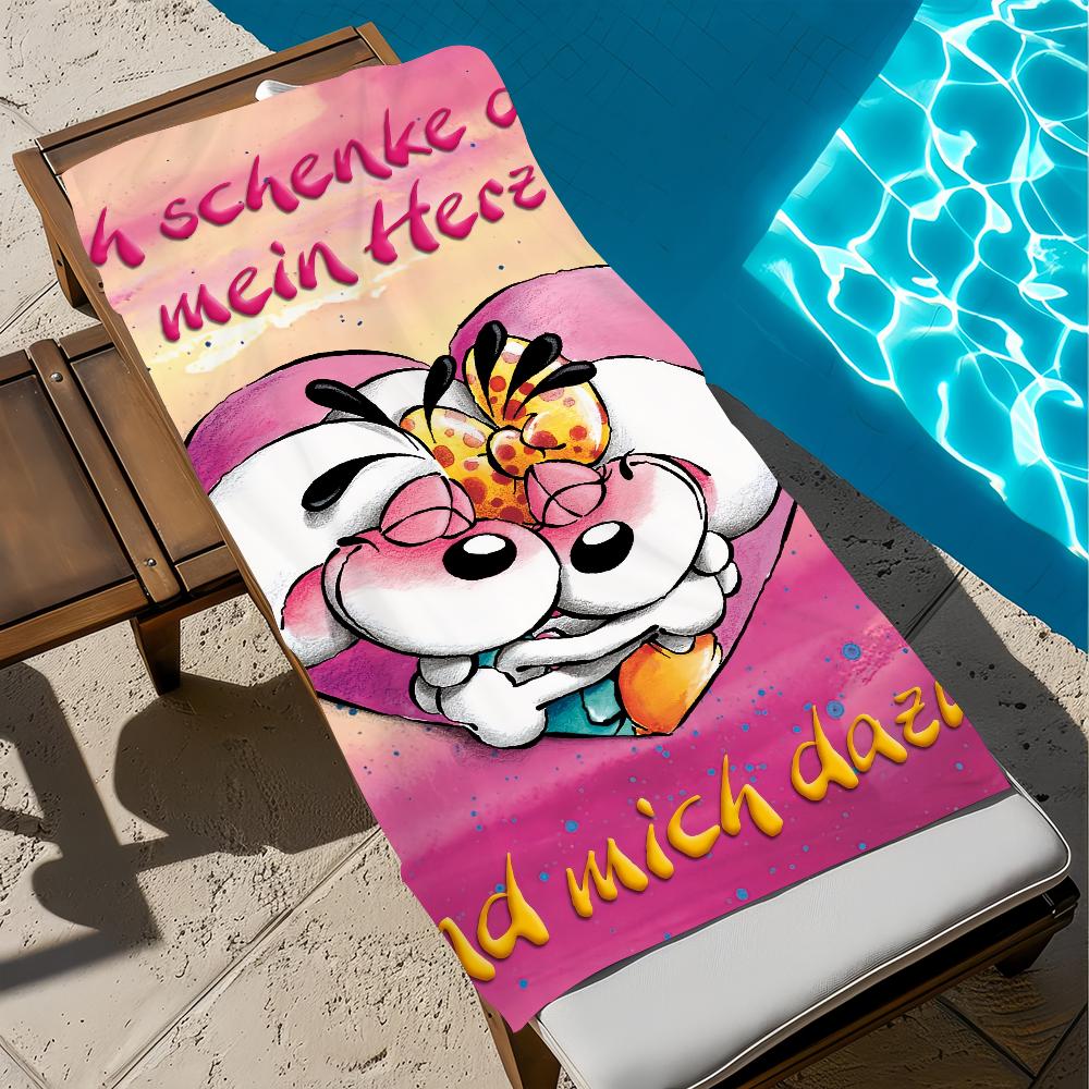 Character Cut D-diddl Towel Large Quick-Drying Microfiber Soft Beach Towel for Travel Fitness Sauna Bathing Camping