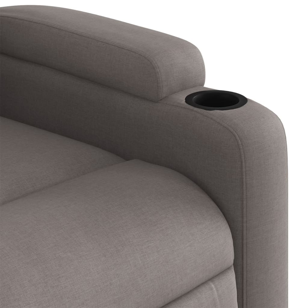 Massage Recliner with Rising Function Taupe Fabric