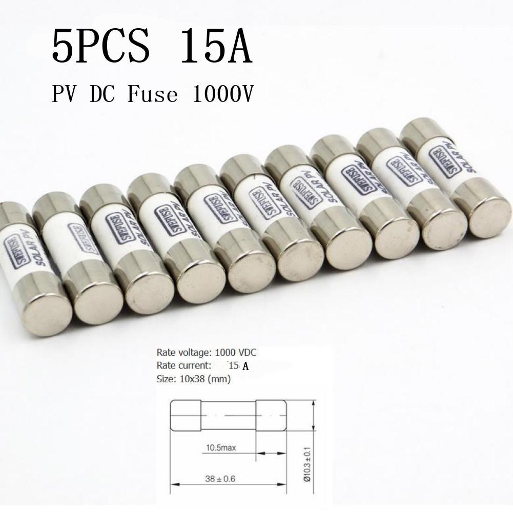 

5PCS 15A Consumer Unit Fuse Box Fuse 15 Amp PV DC Fuse 1000V 10*38mm