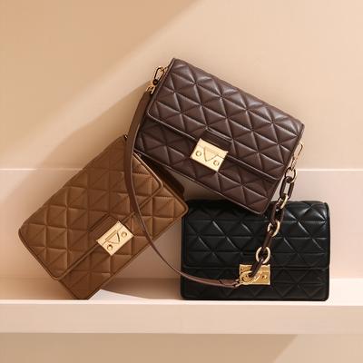 Novo nicho de couro de alta qualidade vento pequeno fragrante losango corrente axila pequena bolsa quadrada ombro único mensageiro bolsa feminina