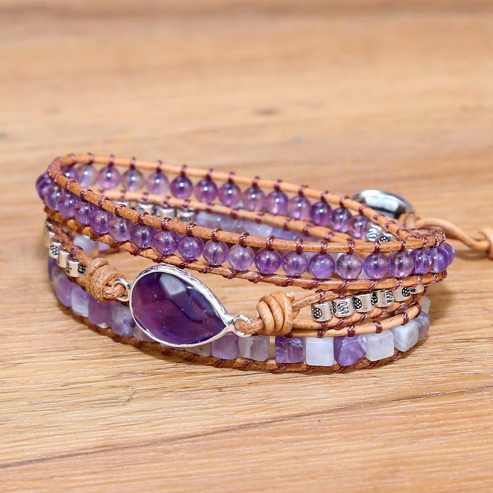 Mehrschichtiges Armband mit grünen böhmischen Fluorit-Schmirgelperlen zur Meditations-Chakra-Heilung