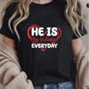 100% Cotton Valentine Couple Matching Her From Him He Is My Valentine Print Women's T-Shirt, Crew Neck Short Sleeve T-Shirt For