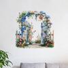 Removable Garden Gate Wall Decal Spring Flowers Peel And Stick Wall Art Waterproof Self Adhesive Mural Decal for Bedroom Office Bathroom
