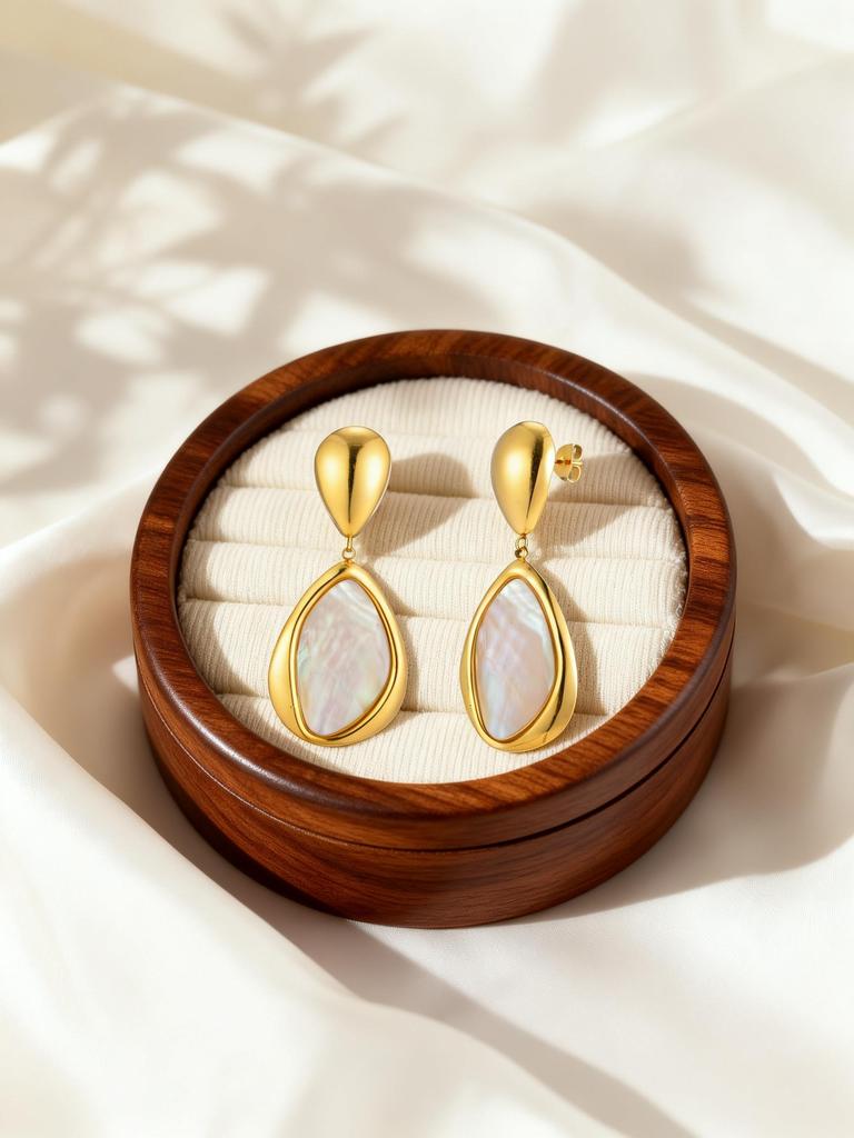 Elegant Stainless Steel Abalone Shell Earrings for Women Irregular Shell Earrings Waterproof Fashion Jewelry Gift