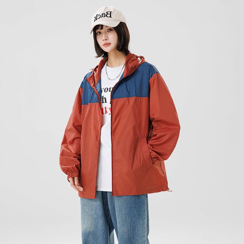 Fashion sunscreen clothing men and women models summer thin section of ice silk breathable hooded couple sportswear cycling sunwear jacket