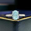 Lulu Tong 2022 New 925 Silver Ring with Sea Blue Zircon and High Carbon Diamond, Women's Mingyuan Style.
