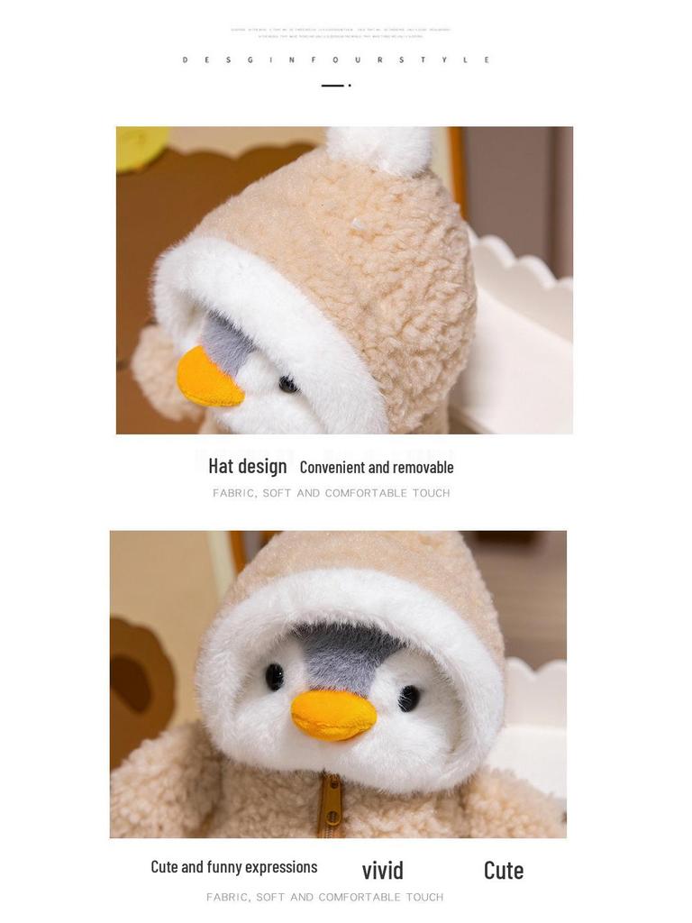 Penguin Brother & Sister Bib Plush Toy - Kid's Comfort Doll & Gift Pillow