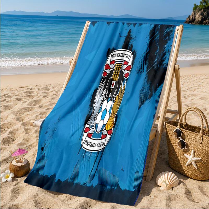 Coventry City Crest Design Beach Towel Microfiber Beach Towel, Lightweight and Quick-Dry, for Summer Travel, Swimming Pool Fan Birthday Gift