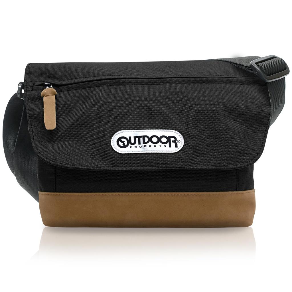 Outdoor Products Classic Mini Flap Shoulder Bag, Nylon, Suede, and Synthetic Leather, Black