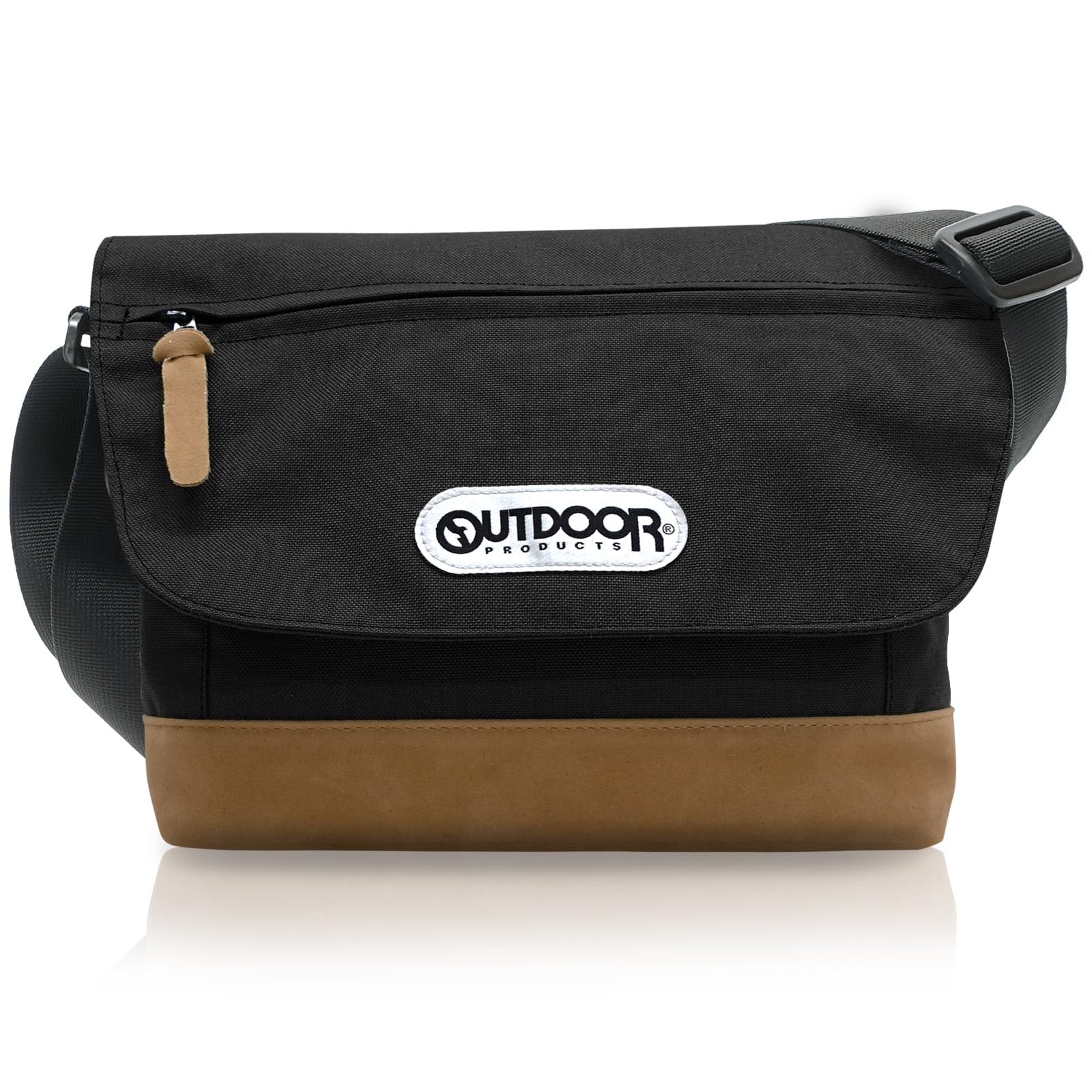 

Outdoor Products Classic Mini Flap Shoulder Bag, Nylon, Suede, and Synthetic Leather, Black