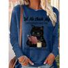 Round Neck 3D Printed Animal Pattern Top Fashionable Casual Long Sleeved Women's T-shirts