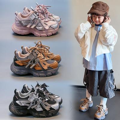 Populära mesh-sneakers för barn Våren och hösten 2025 Pojkars mjuka, casual skor Mode för flickor, enfärgade skor