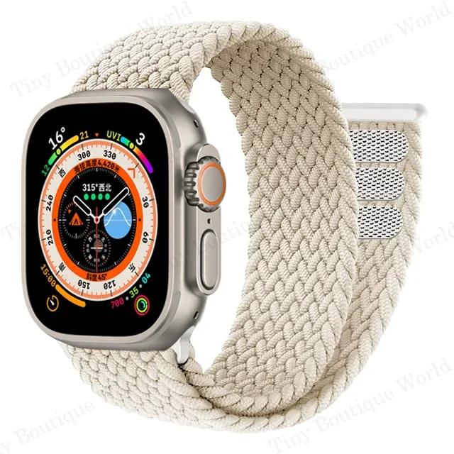 Braided Solo Loop For Apple watch Bands 40mm 44mm 49mm 45mm 41mm 38mm 42mm Elastic bracelet iWatch series 9 8 7 se Ultra 2 Strap