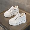 Small Inner Height Increase Women's Shoes 2025 New Small Size Thick-soled Slope Heel Casual Single Shoes Breathable Lace-up White Shoes Women