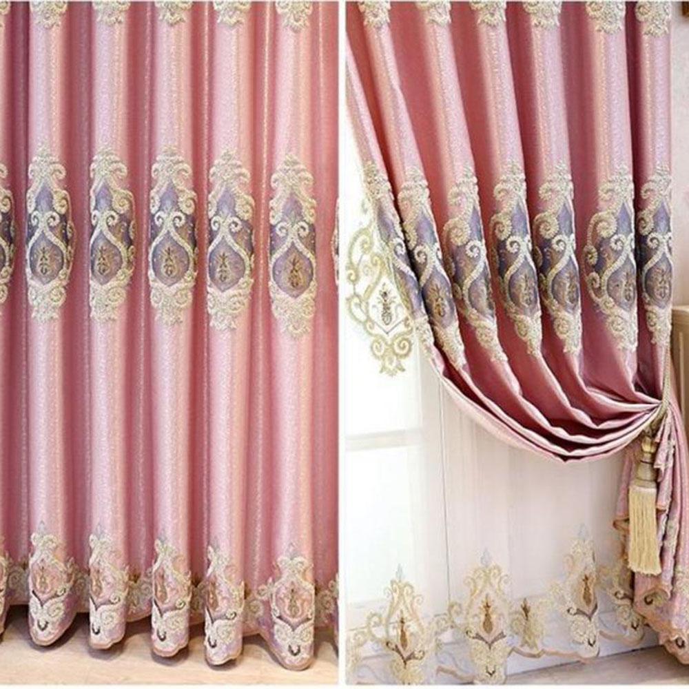1/2pcs Luxury European-style Embroidered Thick Curtains for Living Room Balcony Bedroom Two-layer Blackout Curtain