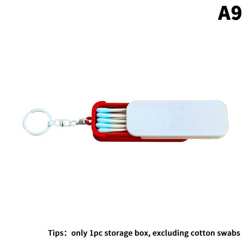 Mini Sliding Cotton Swab Storage Box With Keychain Portable Swab Case For Travel And Daily Use Dust-Proof Keeps Clean!