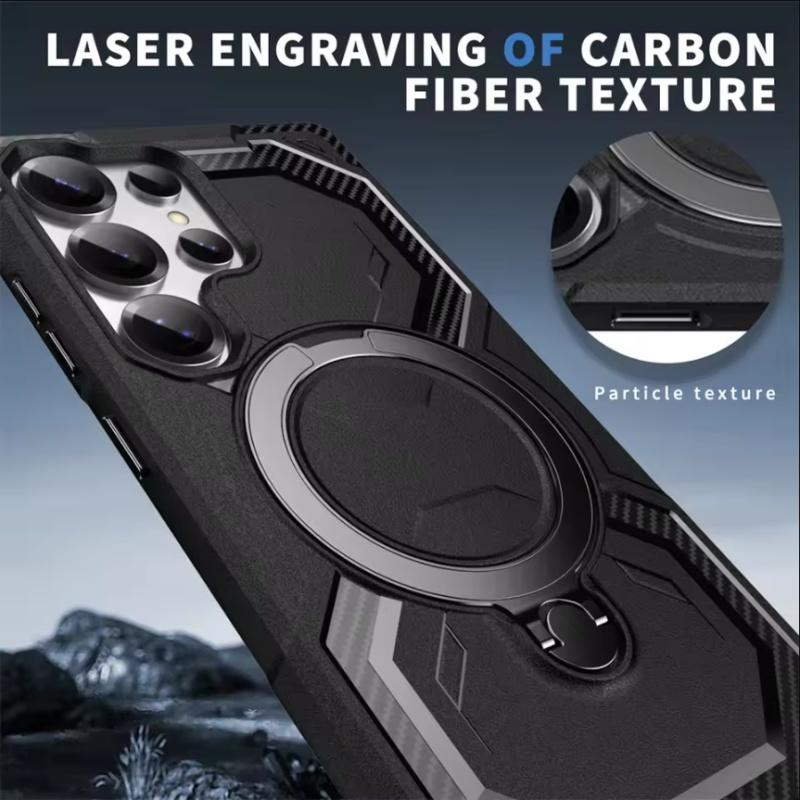 Magnetic Armor Phone Cases For Samsung S25 S24 S23 Plus  S21 Ultra FE For Galaxy S22 Wireless Charging Stand Protection Cover Funda
