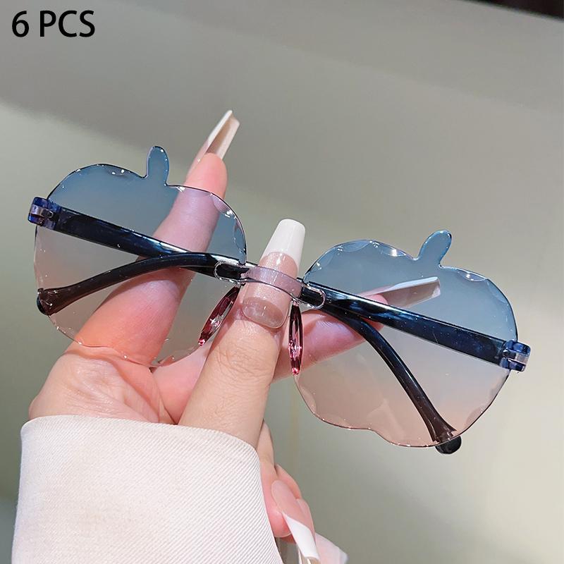 1/6 Pcs Rimless Cute Kids Sunglasses  New Fruit Shaped Decor Shades for Children Ins Trendy Gradient Multi-color Sun Glasses