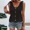 Women’s Sleeveless Eyelet Button Front Tank Top with Adjustable Shoulder Ties and Scoop Neck Casual Summer Blouse