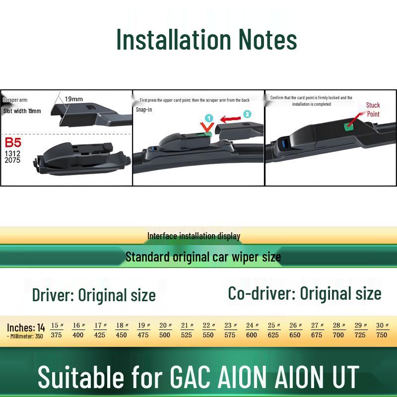 GAC AION UT Frameless Silent Wiper Blade with Rubber Strip