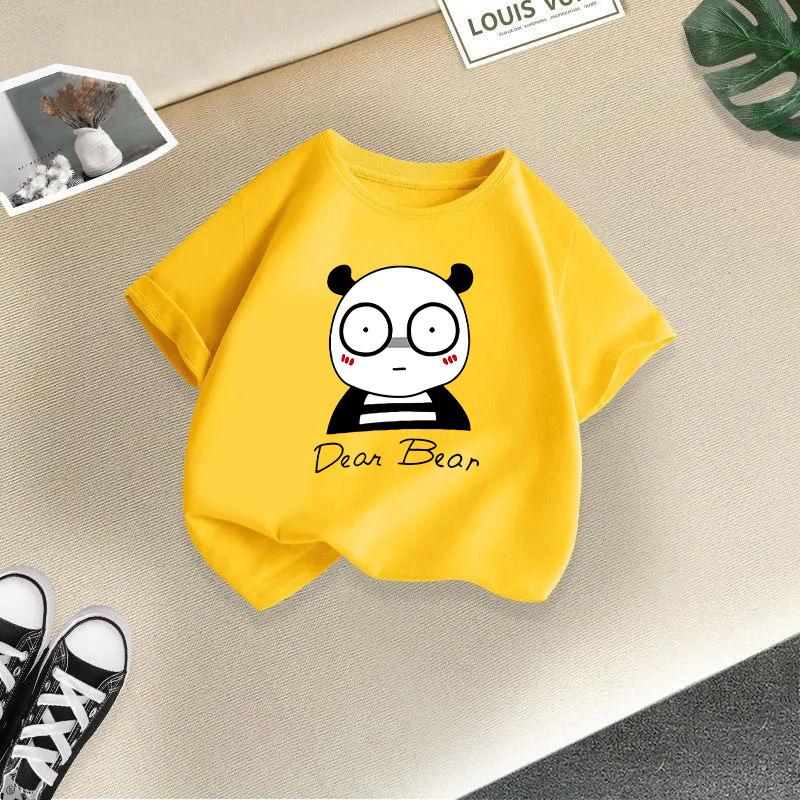 Children T-shirt Cute Animals Printed Kids 100% Cotton Tops 2-13Y Loose-fit Casual O-Neck Short-sleeve T-shirt