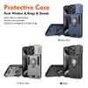 KEYSION Shockproof Case for iPhone 15 Pro Max Slide Camera Protection Ring Stand Phone Cover for for iPhone 14 13 12 Pro Max 11