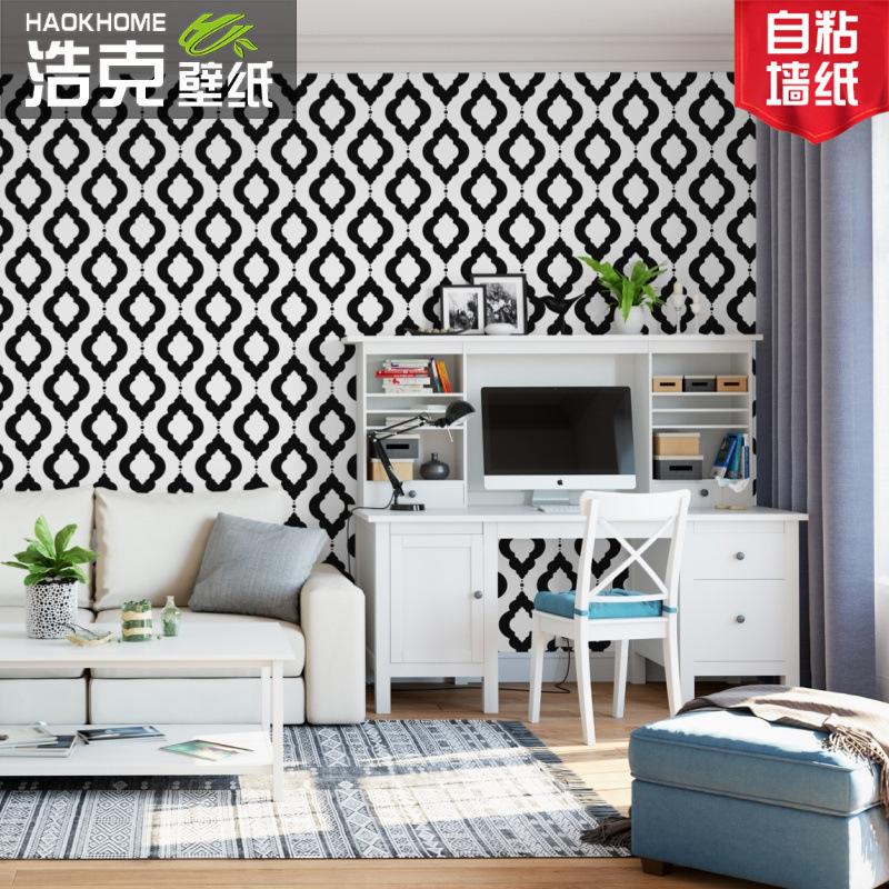 Removable Peel and Stick Grid Wallpaper Geometric Black White Trellis Contact Paper for Home Bathroom Decorations