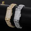 NUOYA Iced Out Diamond Cuban Chain Bracelet 14mm Width Silver and Gold Plated Heavy Cuban Link Chain Hip Hop Jewelry for Women